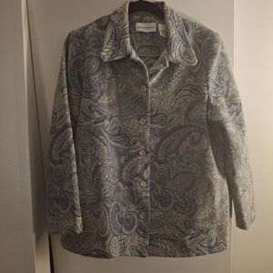 Alfred Dunner Women's Blue and Cream Tapestry Jacket